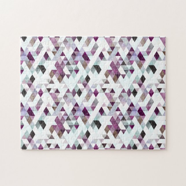 Abstrakt Lila Teal Diamond Quilt Mönster Puzzle Pussel (Horisontell)