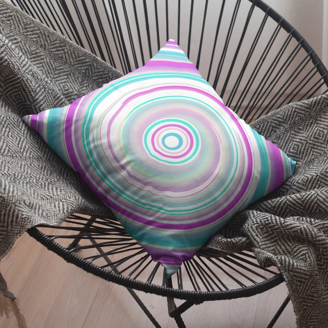 Abstrakt Lila Teal Spiral Cotton Pillow Kudde (Skapare uppladdad)
