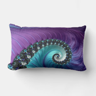 Abstrakt Lila Turkos Gradient Spiral Fractal Lumbarkudde