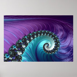 Abstrakt Lila Turkos Gradient Spiral Fractal Poster