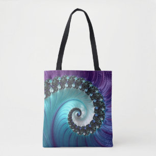 Abstrakt Lila Turkos Gradient Spiral Fractal Tygkasse