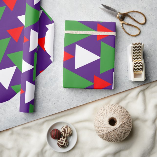 Abstrakt Lila Violet Red White Grönt Geometric Presentpapper (Hantverk)