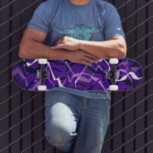 Abstrakt Lila Wave Mini Skateboard Bräda 18,5 Cm