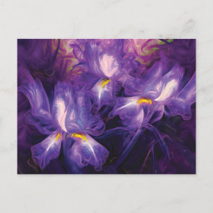 Abstrakt Lila & White Iris Flowers Vykort