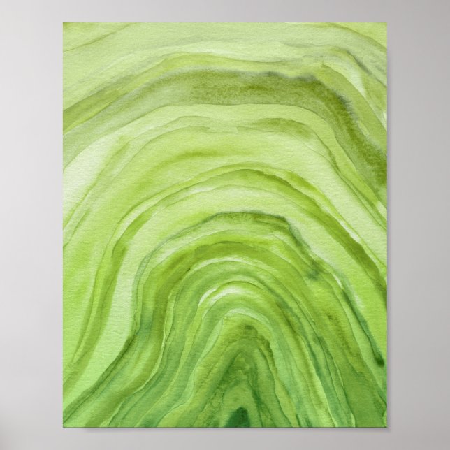 Abstrakt Lime Green Agate II Vattenfärgsbild Poster (Framsidan)