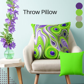 Abstrakt Lime Green,  och Lila Swirls Kudde