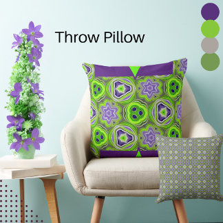 Abstrakt Lime Green,  och Lila Swirls Kudde
