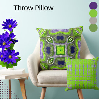 Abstrakt Lime Green,  och Lila Swirls Kudde