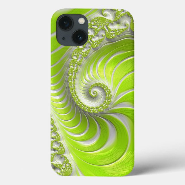 Abstrakt Lime Green Spiral Fractal (Baksida)