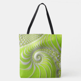 Abstrakt Lime Green Spiral Fractal Tygkasse