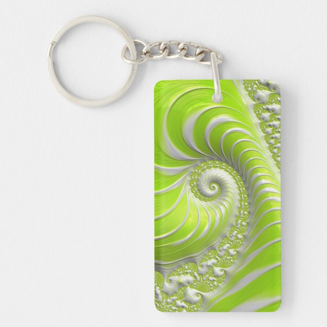 Abstrakt Limegrön Spiral Fraktal (Framsidan)