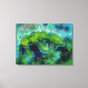 Abstrakt Limestone in Lime Green and Blues Canvastryck