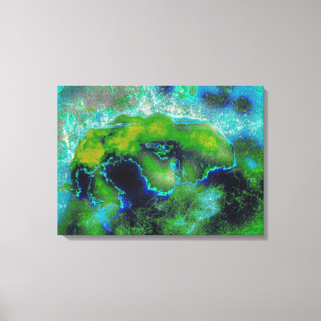 Abstrakt Limestone in Lime Green and Blues Canvastryck (Framsida)