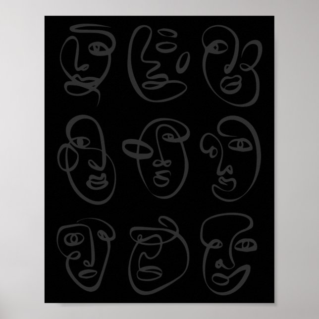 Abstrakt Line Ansikte Collection-etikett Poster (Framsidan)