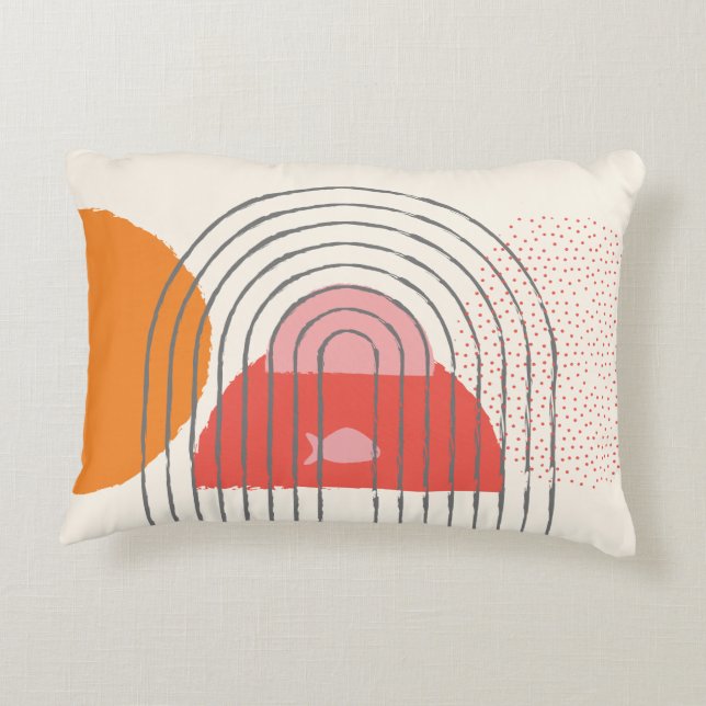 Abstrakt Line Arch 2 Dots fish Pillow 16 tum x 12  Prydnadskudde (Baksidan)