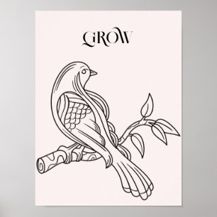 Abstrakt Line Art Bird Illustration Poster