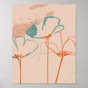 Abstrakt Line Art Flowers Poster