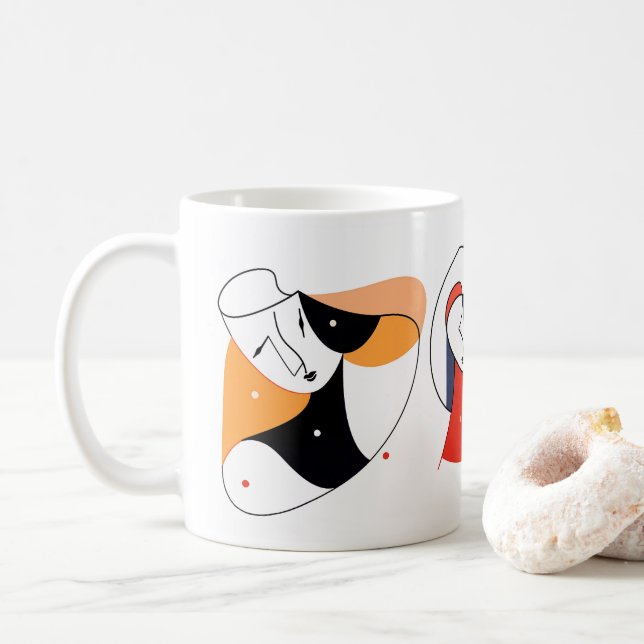 Abstrakt Line Art Kaffemugg (Med munk)