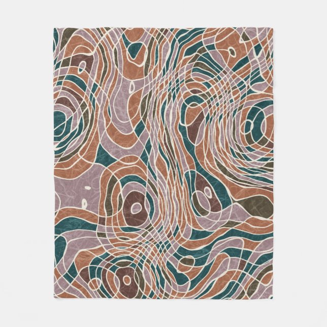Abstrakt Line Geo Topografiska Mönster Fleecefilt (Framsidan)