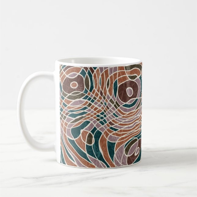 Abstrakt Line Geo Topografiska Mönster Kaffemugg (Vänster)