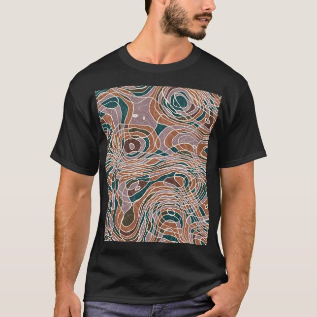 Abstrakt Line Geo Topografiska Mönster T Shirt (Framsida)