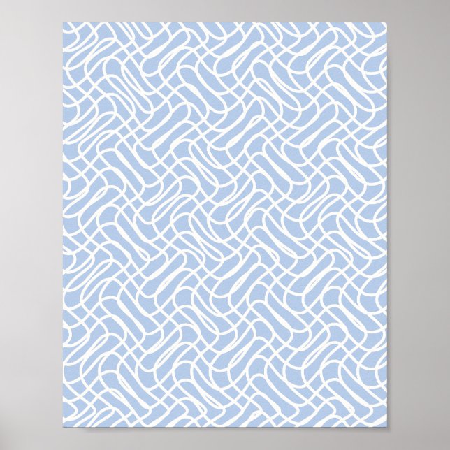 Abstrakt Line Mönster Baby blue Poster (Framsidan)