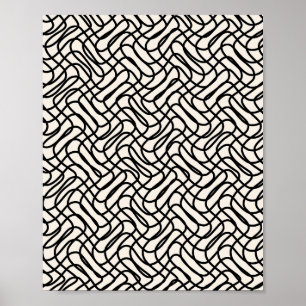 Abstrakt Line Mönster Black and White Poster