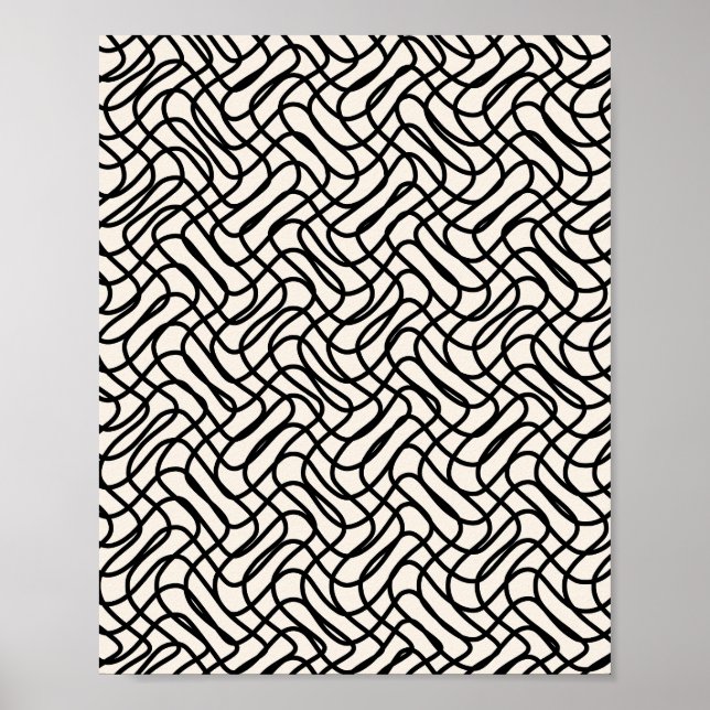 Abstrakt Line Mönster Black and White Poster (Framsidan)