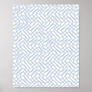 Abstrakt Line Mönster Light Blue and Cream White Poster