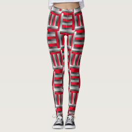 Abstrakt Line Mönster Red and Black Leggings