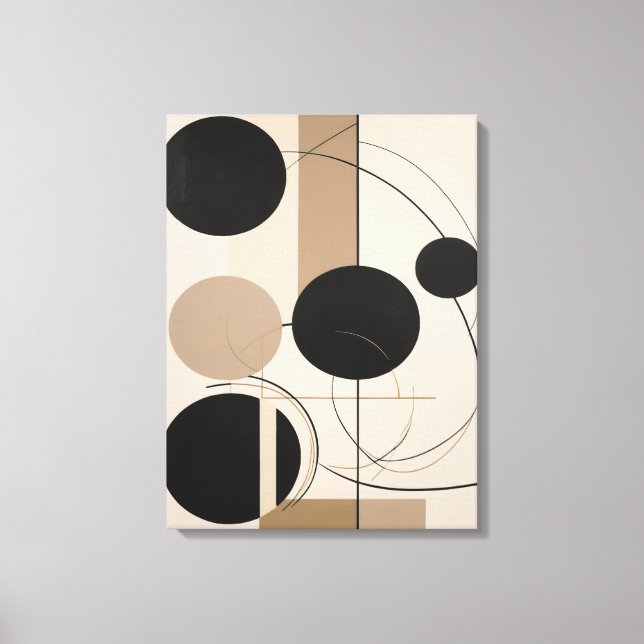 Abstrakt Line och Circle Modern Art i Beige Canvastryck (Framsida)