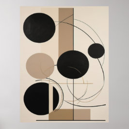 Abstrakt Line och Circle Modern Art i Beige Poster