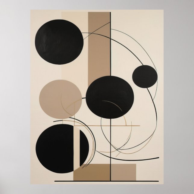 Abstrakt Line och Circle Modern Art i Beige Poster (Framsidan)
