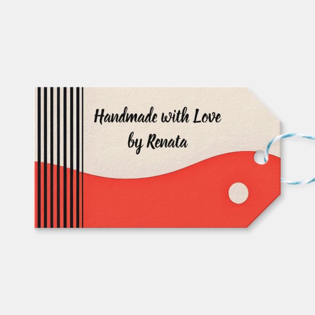 Abstrakt Linear Modern Art in Black & Orange Presentetikett (Framsidan (Horisontell))