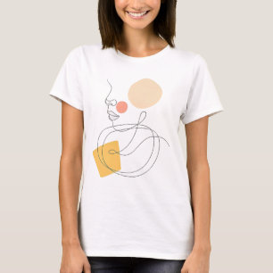 Abstrakt Linje Konst Ansikte T-shirt – Minimalisti