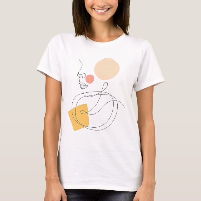 Abstrakt Linje Konst Ansikte T-shirt – Minimalisti (Framsida)