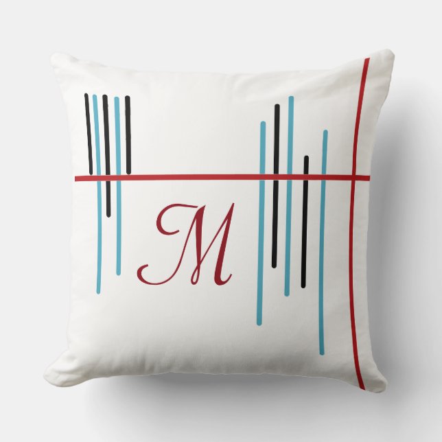 Abstrakt Linjedesign 1 med Monogram Kudde (Framsida)