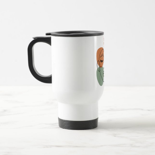 Abstrakt Linjekonst Ansikte med Botanisk Flair Resemugg (Vänster)