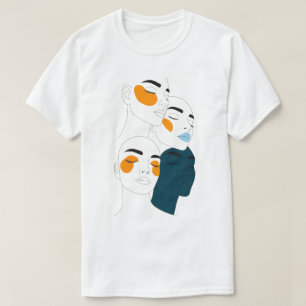 Abstrakt linjekonsttryck, Fyra överlappande ansikt T Shirt