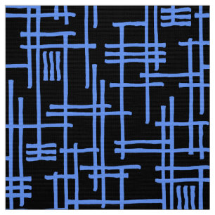 Abstrakt Linjer 120923 - Baby blue på svart Tyg