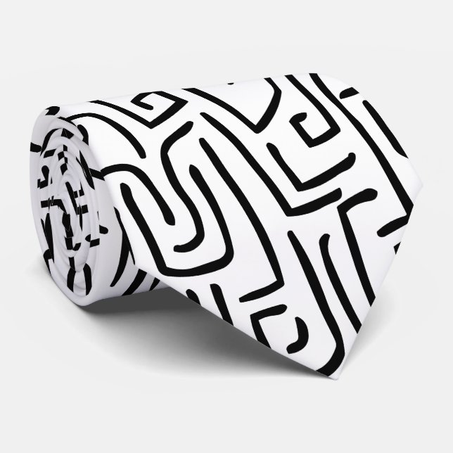 Abstrakt Linjer 130318 - Svartvit Slips (Rullad)
