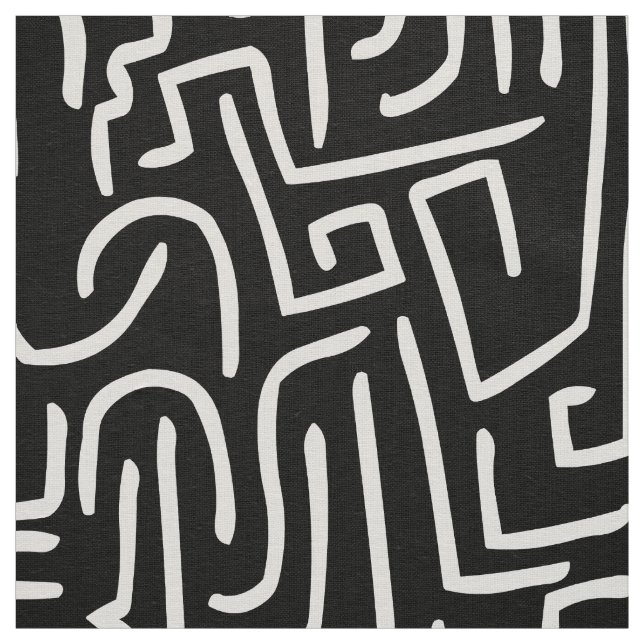 Abstrakt Linjer 130318 - Svartvit Tyg (Prov)