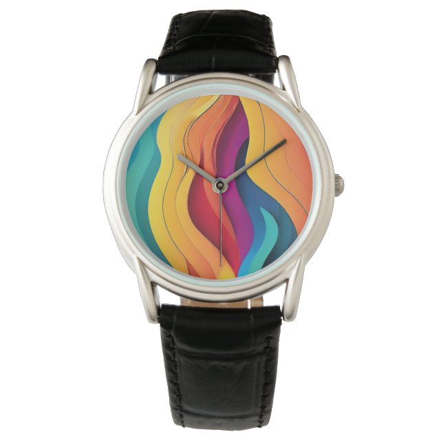Abstrakt linjer art mönster armbandsur (Framsida)