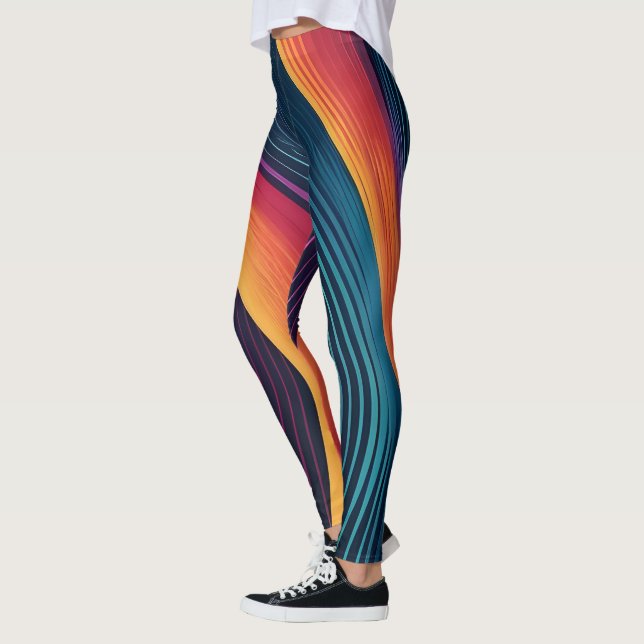 Abstrakt linjer art mönster leggings (Vänster)