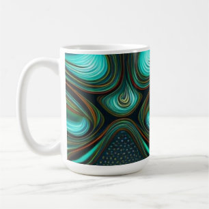 Abstrakt Linjer Black Guld Turquise Art Kaffemugg