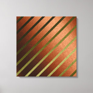 Abstrakt Linjer Faux Orange Gult Foil Canvas Art