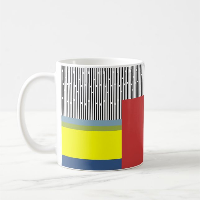 Abstrakt linjer och rektanglar kaffemugg (Vänster)