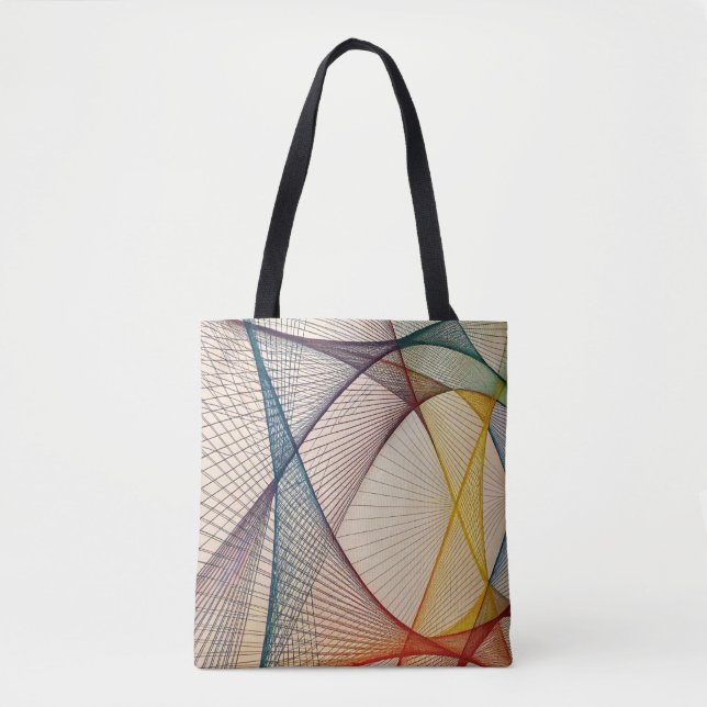 Abstrakt Linjer Tote Bag - Konstnärlig design Tygkasse (Framsida)