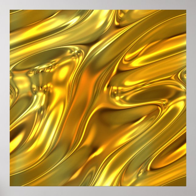 Abstrakt Liquid Guld Poster (Framsidan)