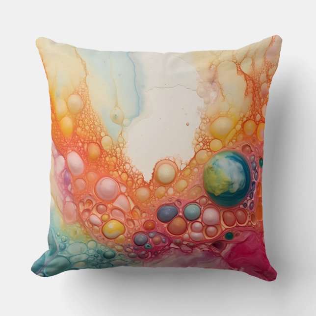 Abstrakt Liquid Pour Art Beach Vibes, Pebble Cells Kudde (Framsida)